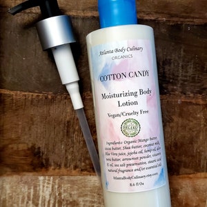 Cotton Candy Lotion 8 oz Hemp, monoi & jojoba body lotion organic body lotion vegan body lotion silky organic body lotion