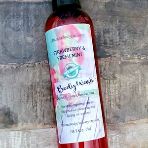 Strawberry Mint organic body wash vegan vanilla body wash vanilla cleanser milky body wash