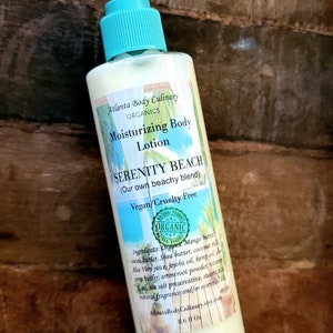 Lotion SERENITY BEACH 8 oz Hemp, monoi & jojoba body lotion organic body lotion vegan body lotion silky organic body lotion