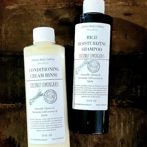 Coconut Lemongrass Set Organic Shampoo Organic Conditioner Etsy