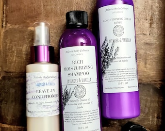 Any Scent 3 piece set Shampoo, conditioner and leave-in spray set organic shampoo organic conditioner vegan shampoo vegan hair conditioner