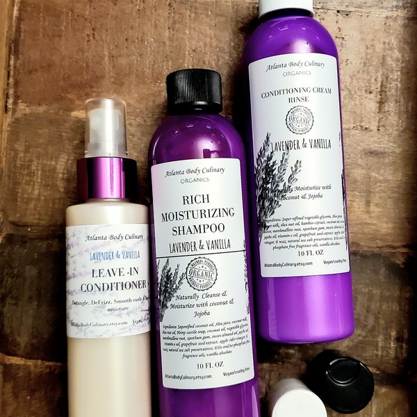 Any Scent 3 piece set Shampoo, conditioner and leave-in spray set organic shampoo organic conditioner vegan shampoo vegan hair conditioner