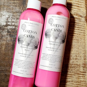 Cotton Candy set shampoo and conditioner organic shampoo organic hair conditioner vegan hair conditioner vegan shampoo