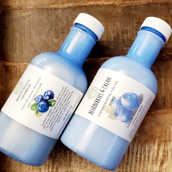 Blueberries & cream set organic shampoo organic hair conditioner vegan shampoo vegan hair conditioner