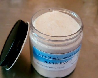 Peachy Mango Shea butter scrub summer limited edition body scrubs Peachy Mango organic scrub