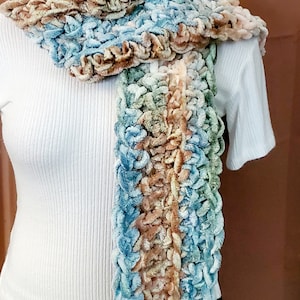 SALE Earthy multi colored scarf handmade silky poly cotton scarf