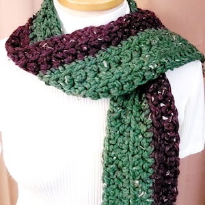 SALE green and plum scarf handmade organic crochet scarf soft and warm scarves