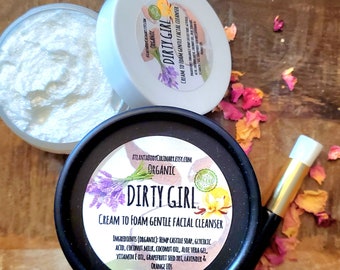 Jabón facial de crema a espuma Dirty Girl y rociador de muestra de tóner gratuito lavado de cara de crema a espuma Jabón facial orgánico Jabón facial con ácido glicólico