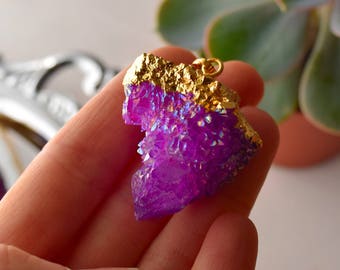 FREE SHIPPING Spirit Quartz Necklace, Purple Aura Spirit Quartz Crystal Necklace, Fairy Quartz Necklace , Cactus Quartz - 2