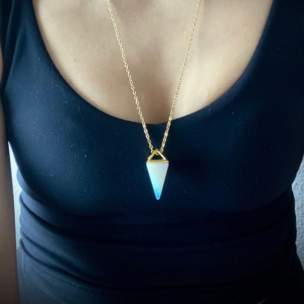 Opalite Crystal Pendulum Necklace, Opalite Pendulum Crystal Necklace, Intuition Necklace, Chakra Healing Necklace, Energy Healing Spiritual