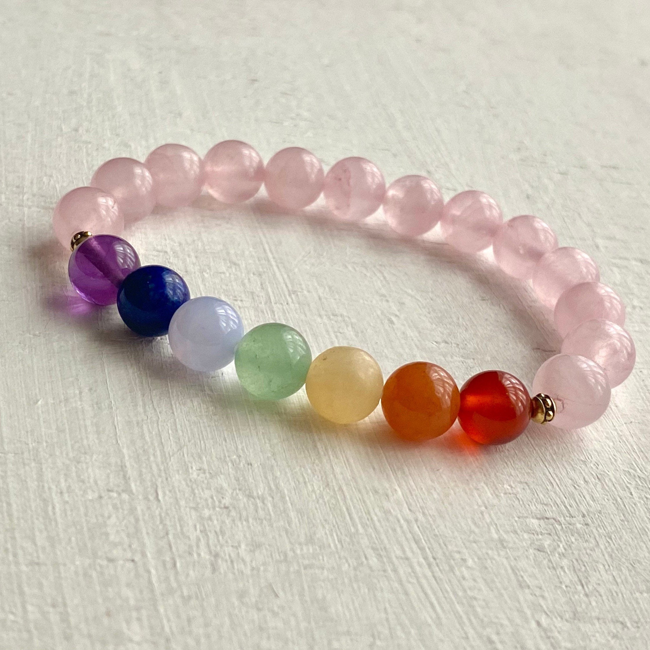 Rose Quartz Bracelet Heart Chakra Healing Crystal Bracelet 7