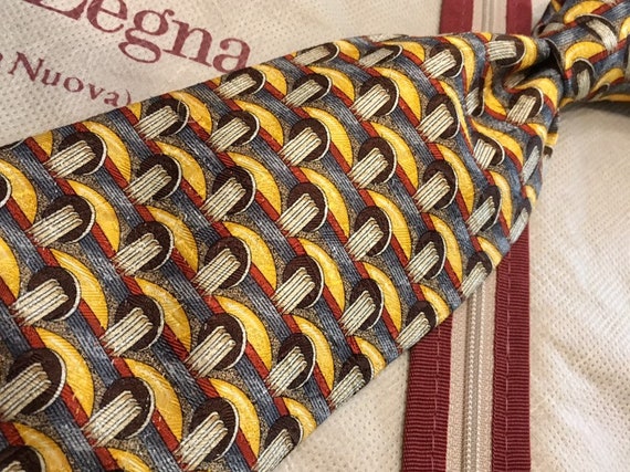 Zegna 100% silk, made in Italy, golds, shaded gre… - image 1