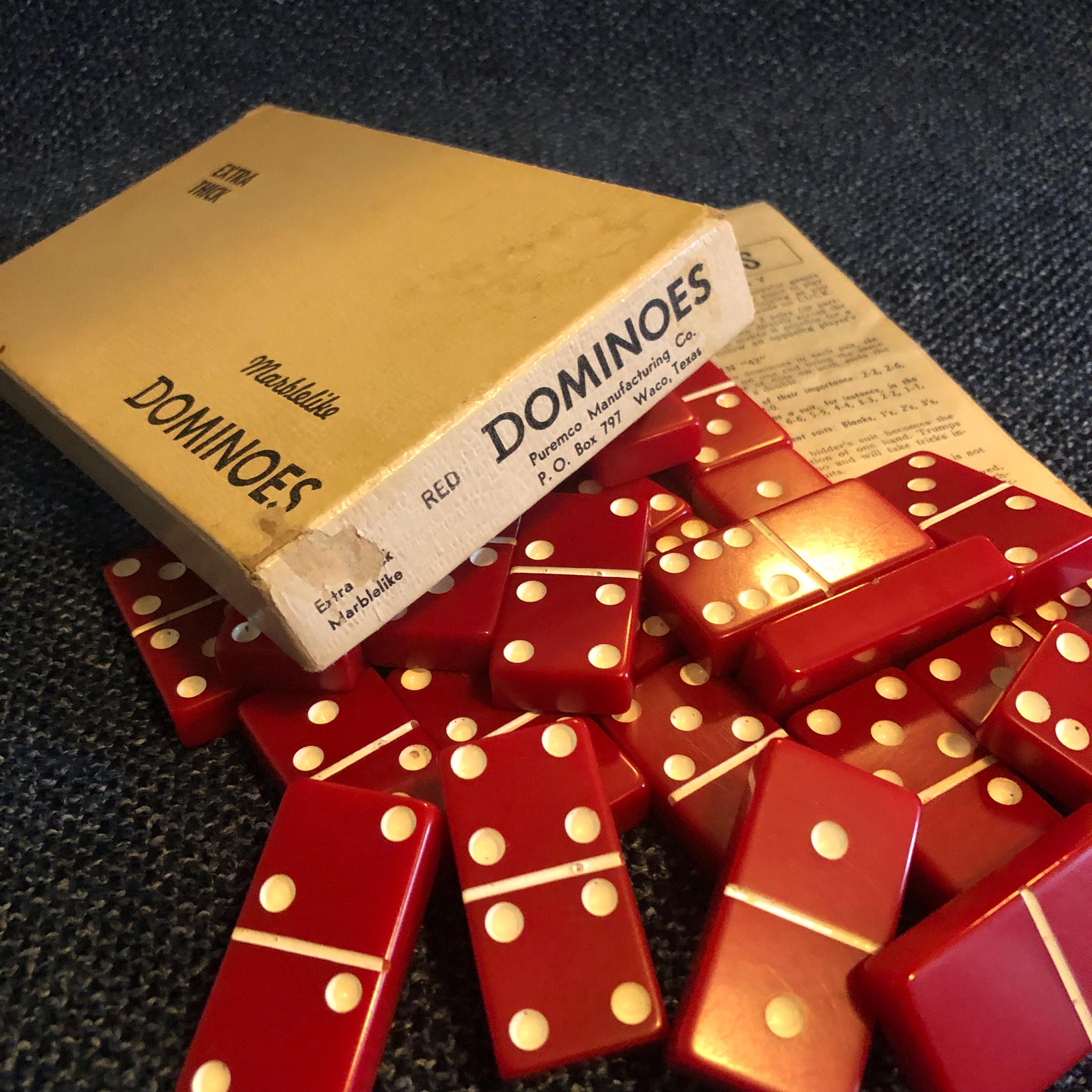Extra Thick #716 RED Puremco Marblelike Dominoes, Full 28-piece  display picture 1