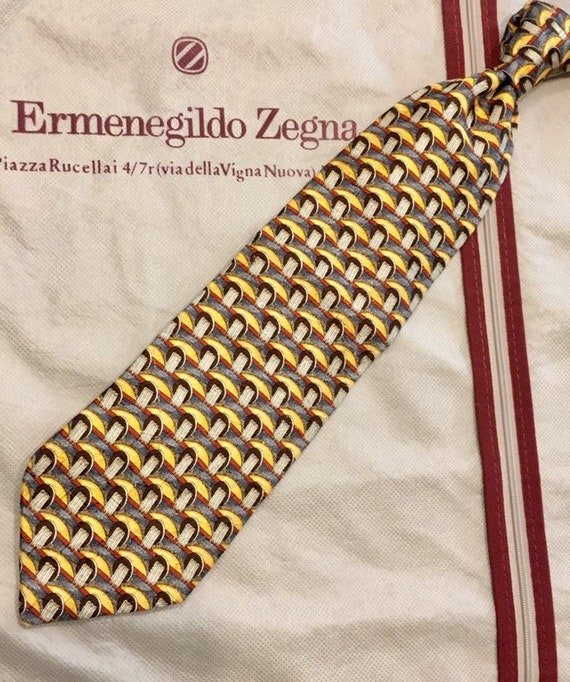 Zegna 100% silk, made in Italy, golds, shaded gre… - image 5