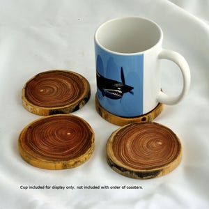 Coasters, Wood, Rustic, Chinaberry, Bark Off, Set of 4 coasters