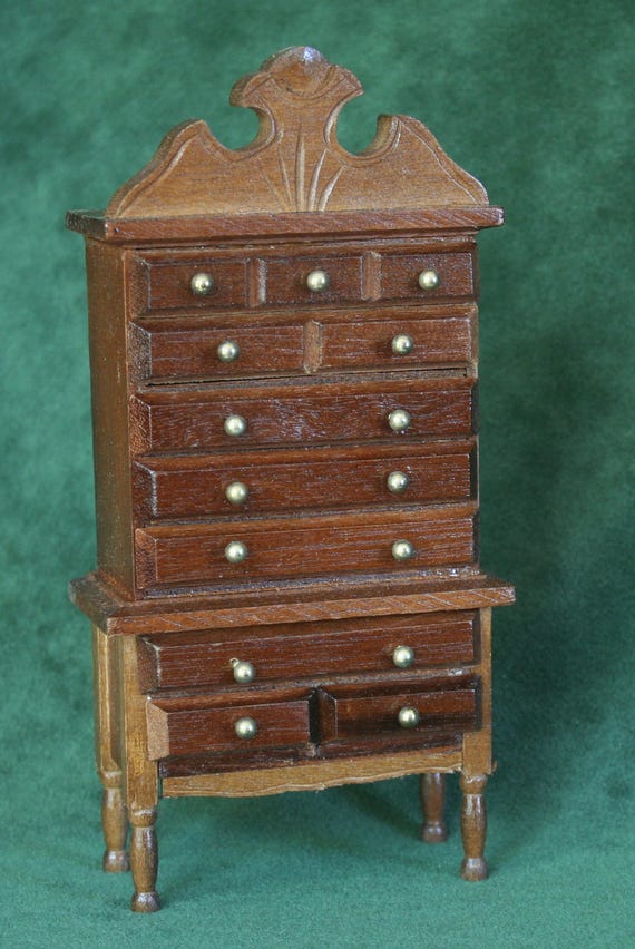 Miniature Highboy Dresser Chest Of Drawers 1 12 Scale Etsy