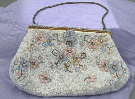 Vintage Beaded Evening Bag Hand Made in France