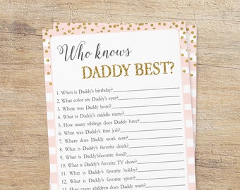 Who Knows Daddy Best Game, Daddy to be Quiz, How Well Do You Know Daddy, Blush Pink Gold Games, Baby Shower Printable, GP Instant Download