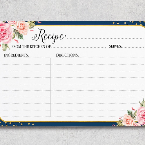 Bridal Shower Recipe Cards Recipe Card Printable A045 Etsy