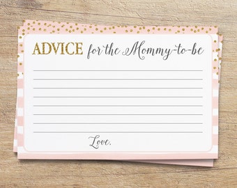 Advice for the New Mommy, Mom to be Advice Cards, Blush Pink Gold Baby Shower, Printable Advice Sign, Activity, Game, GP Instant Download