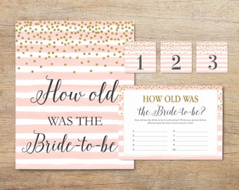 How Old Was the Bride to Be Game Printable Blush Pink and - Etsy