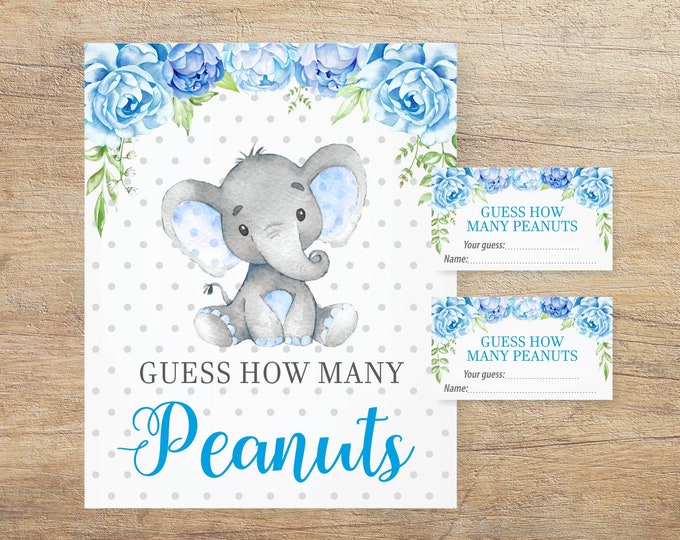 Guess How Many Peanuts Game, Little Peanut Baby Shower, Boy Elephant ...