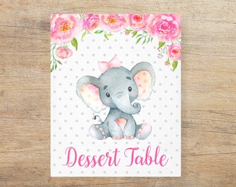 Dessert Table Sign, Pink Elephant Baby Shower Decor, Food Table, Cupcake Cake Centerpiece, Little Peanut Sprinkle, Birthday Printable EB