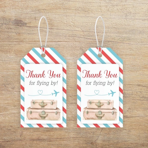 Travel Favor Tags, Printable Thank You Tags, Baby Shower, Guest Gifts, Bridal Airplane Theme, Wedding, Birthday Party TR RT Instant DOWNLOAD
