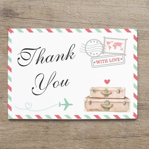 Travel Thank You Card Thank Notes Baby Bridal Shower Etsy
