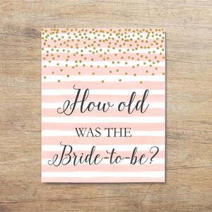 How Old Was the Bride, Printable Guess Bride-to-be Age, Age Guessing ...