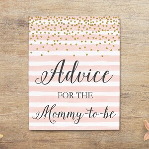 Advice for the New Mommy, Mom to Be Advice Cards, Blush Pink Gold Baby ...