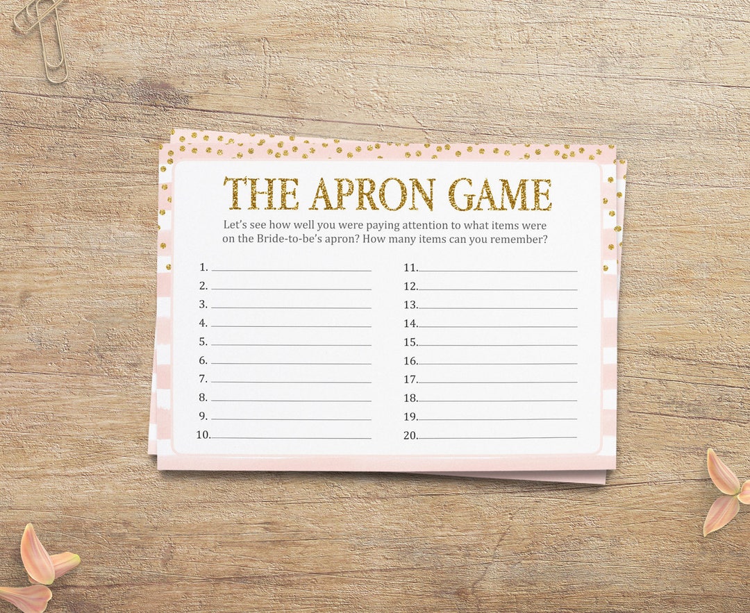 The Apron Game Kitchen Bridal Shower Games Memory Game Etsy