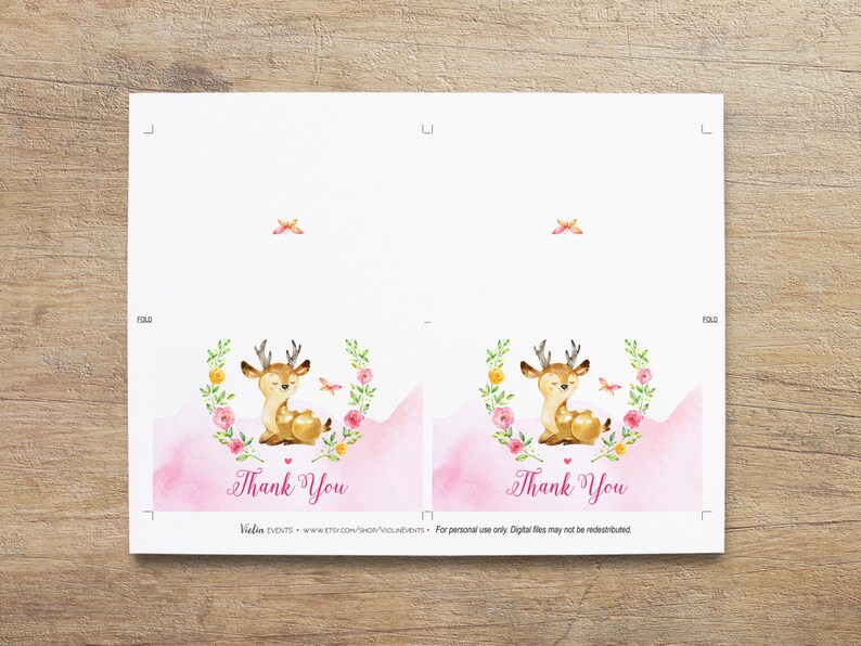 Deer Thank You Card Thank You Notes Deer Themed Party Baby | Etsy