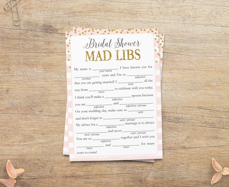 Bridal Shower Game Cards - Ad Libs Wedding Advice Party Games, 30 Cards For Engagement & Wedding Fun