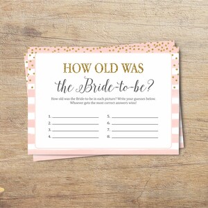 How Old Was the Bride, Printable Guess Bride-to-be Age, Age Guessing ...