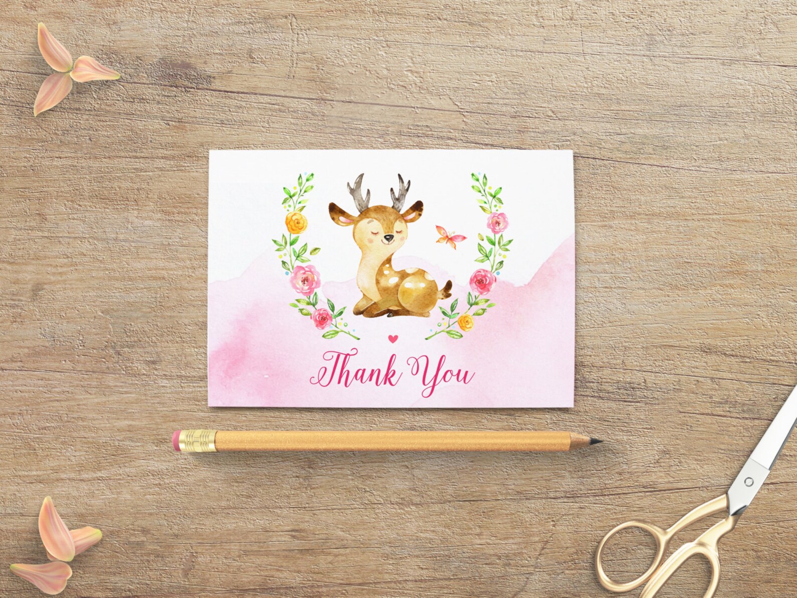 Deer Thank You Card, Thank You Notes, Deer Themed Party, Baby Shower ...