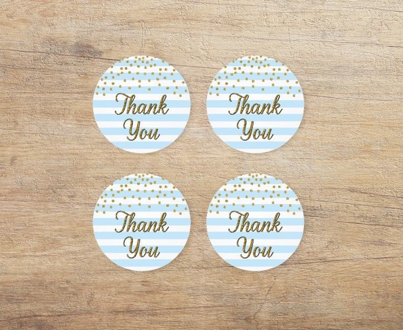 Printable Thank You Tags Round Stickers Boy Sprinkle Blue - Etsy
