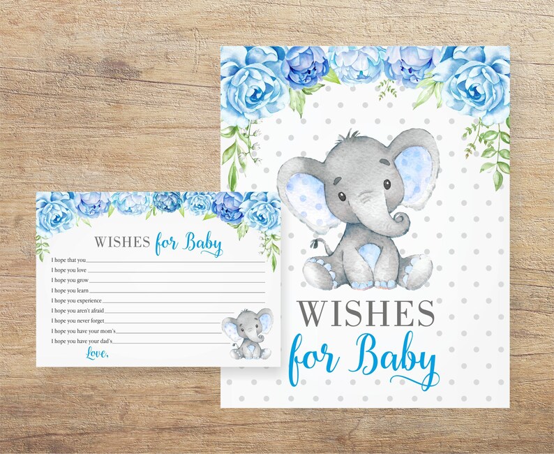 Wishes For Baby Boy Printable Baby Wishes Cards Blue Etsy