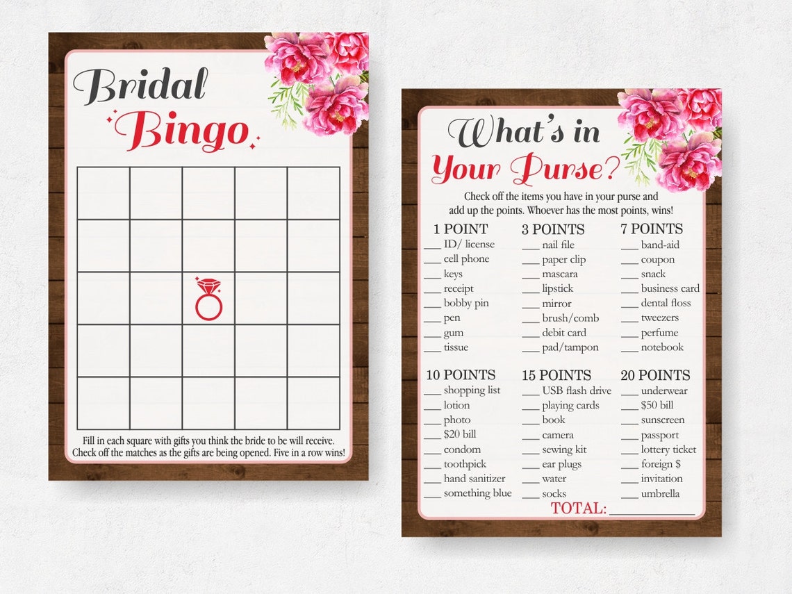Rustic Bridal Shower Games Bridal Games Package Printable Etsy
