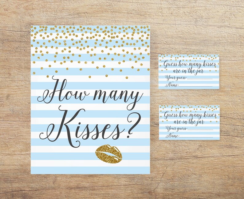 Printable How Many Kisses Game Bridal Shower Activity Baby - Etsy