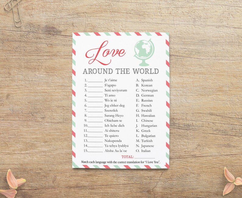 I Love You Diffe Ages Game Travel Wedding Shower Image 0