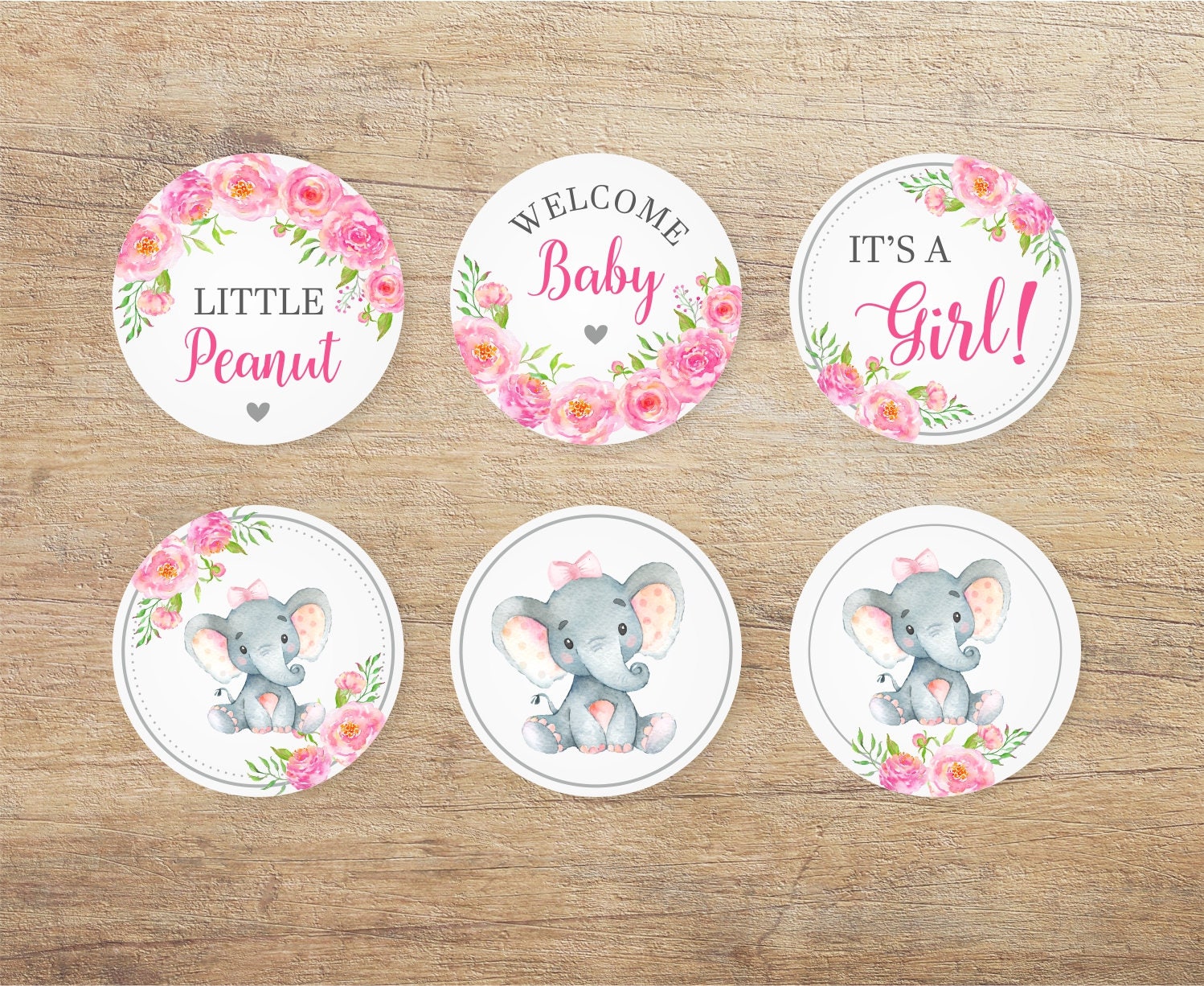 Elephant Cupcake Toppers Little Peanut Baby Shower Sprinkle Etsy UK