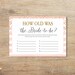 How Old Was the Bride, Printable Guess Bride-to-be Age, Age Guessing ...