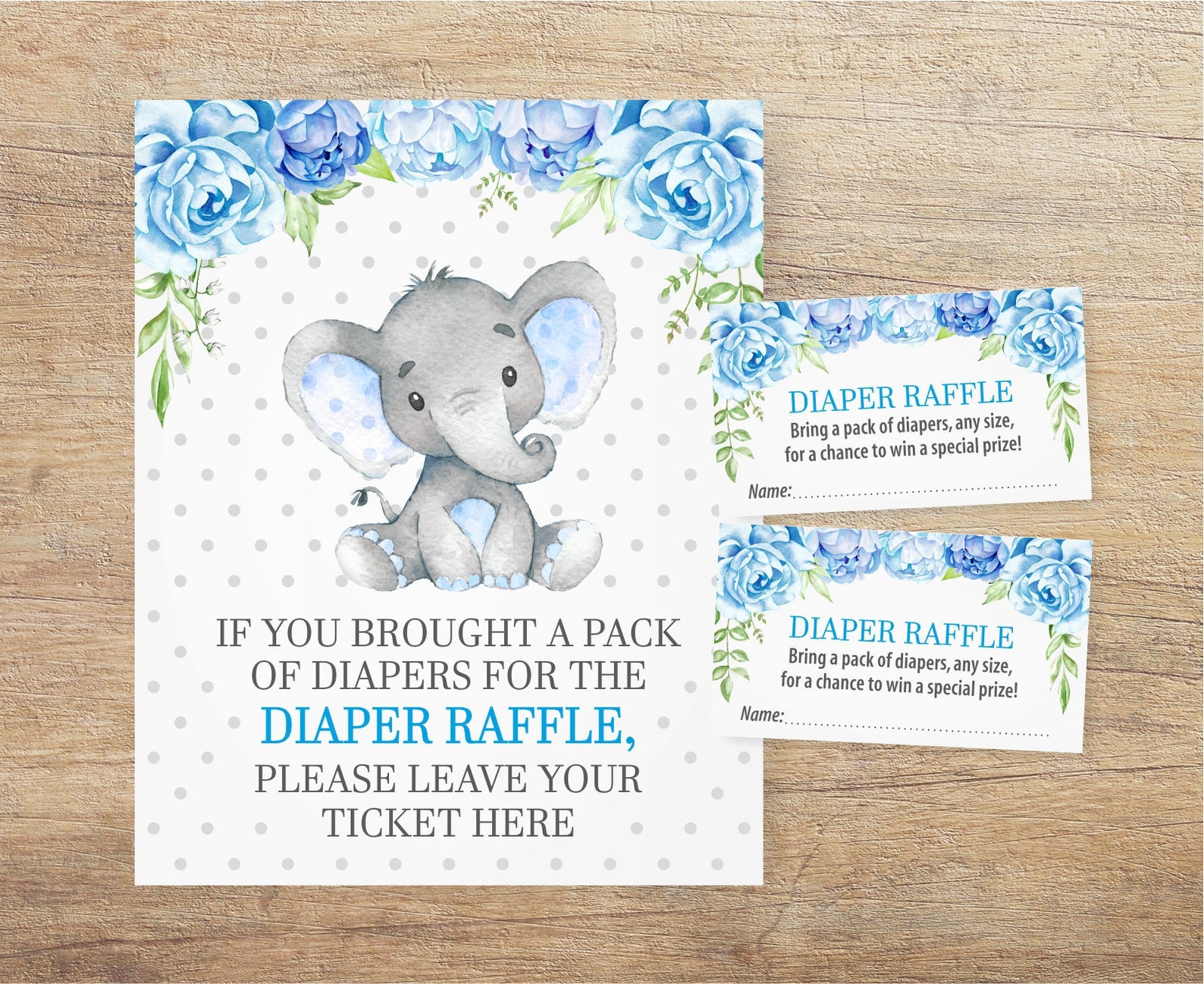 blue-diaper-raffle-tickets-boy-elephant-theme-baby-shower-etsy