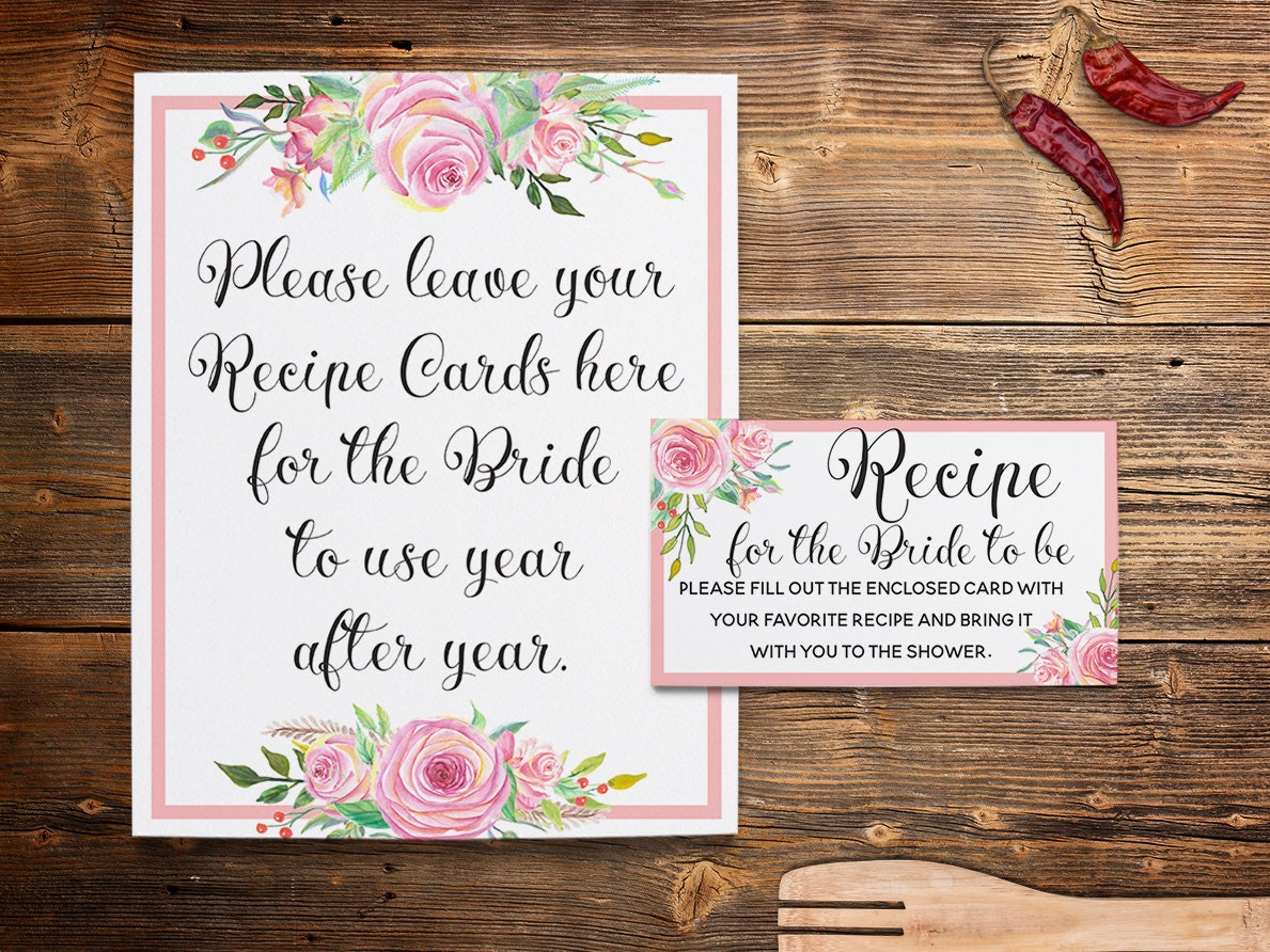 Floral Recipe Card Pink Recipe Cards Kitchen Bridal Shower Etsy Australia