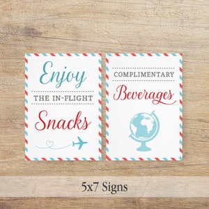 Airplane Signs, Travel Wedding, Airline Themed Baby Shower, Bridal Decor, Around the World, Birthday Printable, Blue Red, TR RT Download image 4