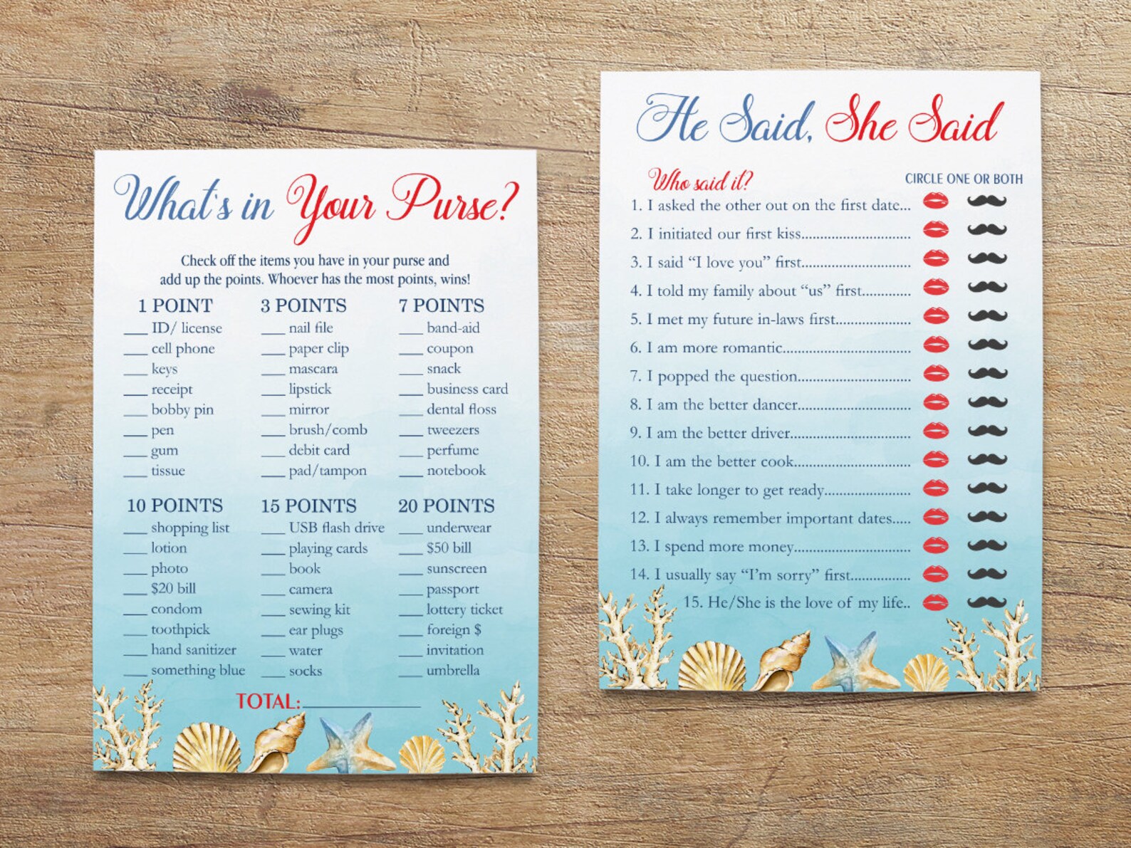 Bridal Shower Beach Theme Games Package Printable Bridal Etsy