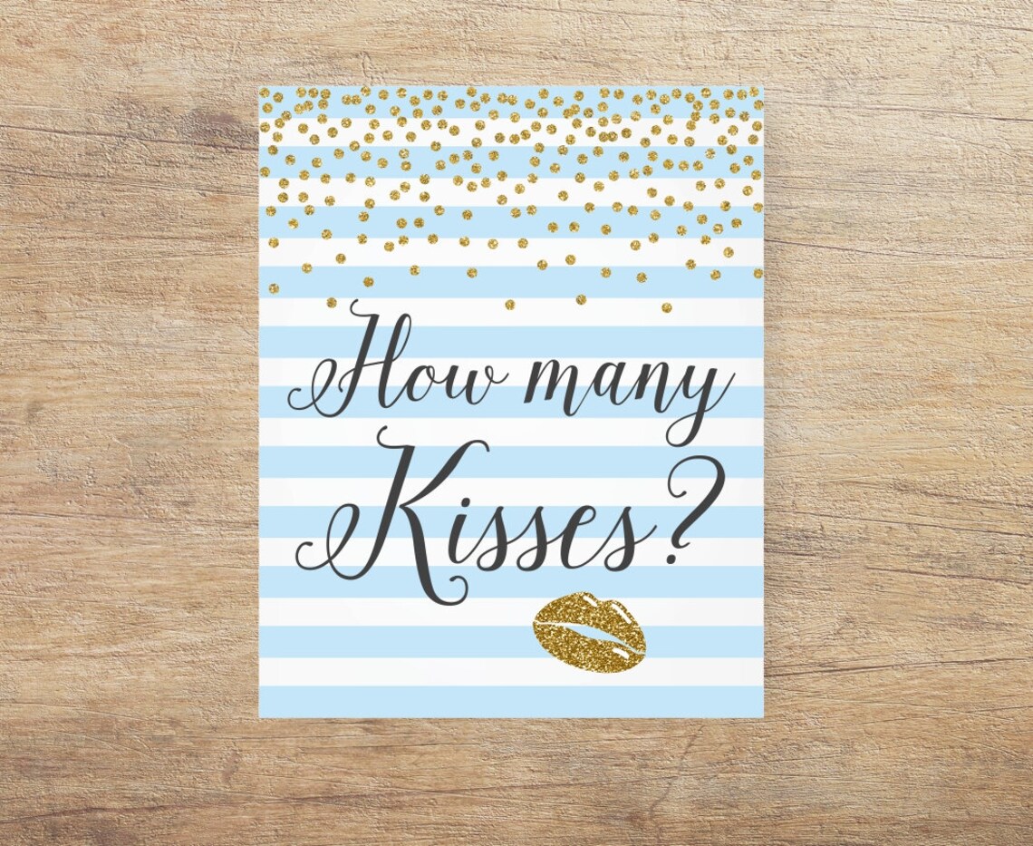 Printable How Many Kisses Game Bridal Shower Activity Baby | Etsy