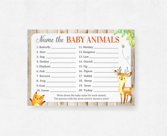 Baby Animal Game Woodland Who S My Momma Name The Baby Etsy