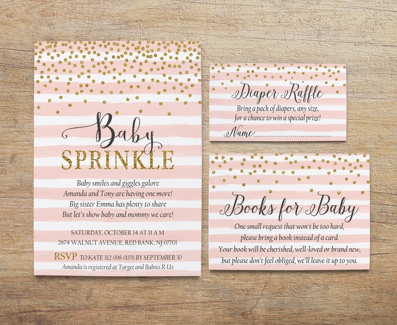 Baby Sprinkle Invitation Girl Pink Gold Baby Sprinkle Etsy